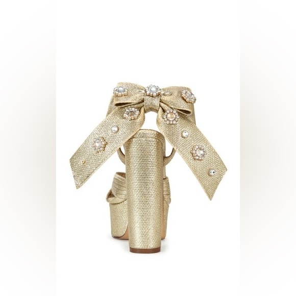 Bow Ankle Strap Metallic Platform Heels - Azalea Wang - Picture 2 of 5